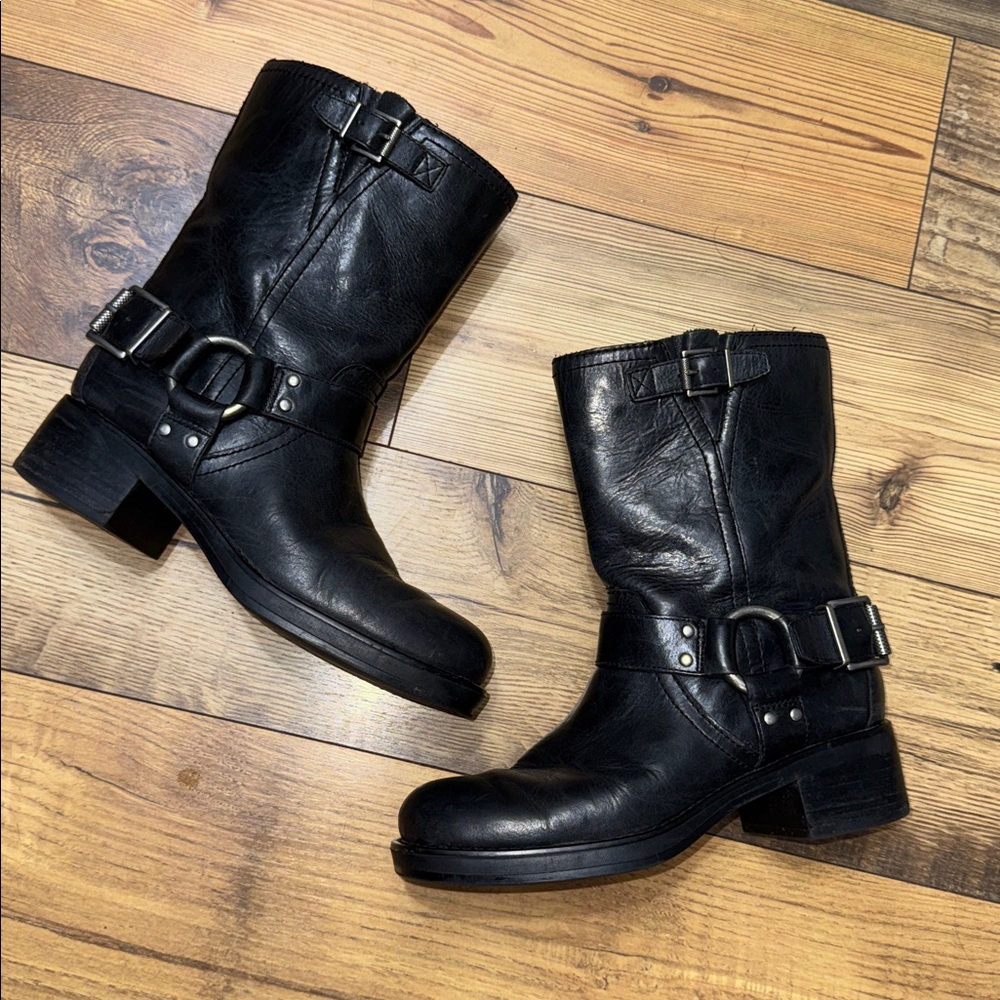 Black Leather Motorcycle Boots
